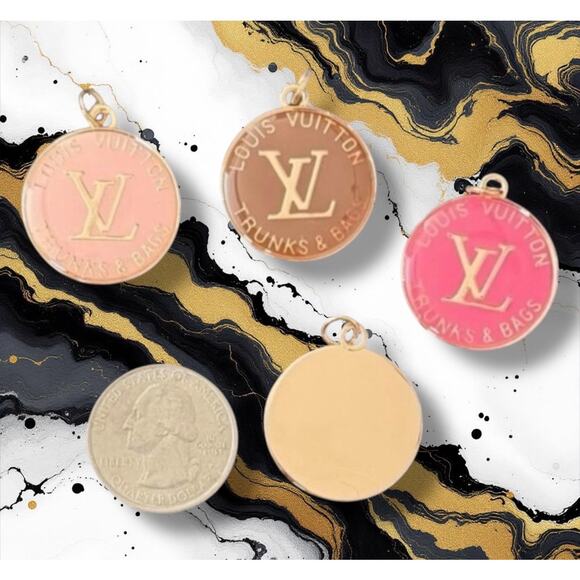 3 Piece Bundle Round Large Gold Tone Charm Pendant Zipper Pull - Picture 1 of 1